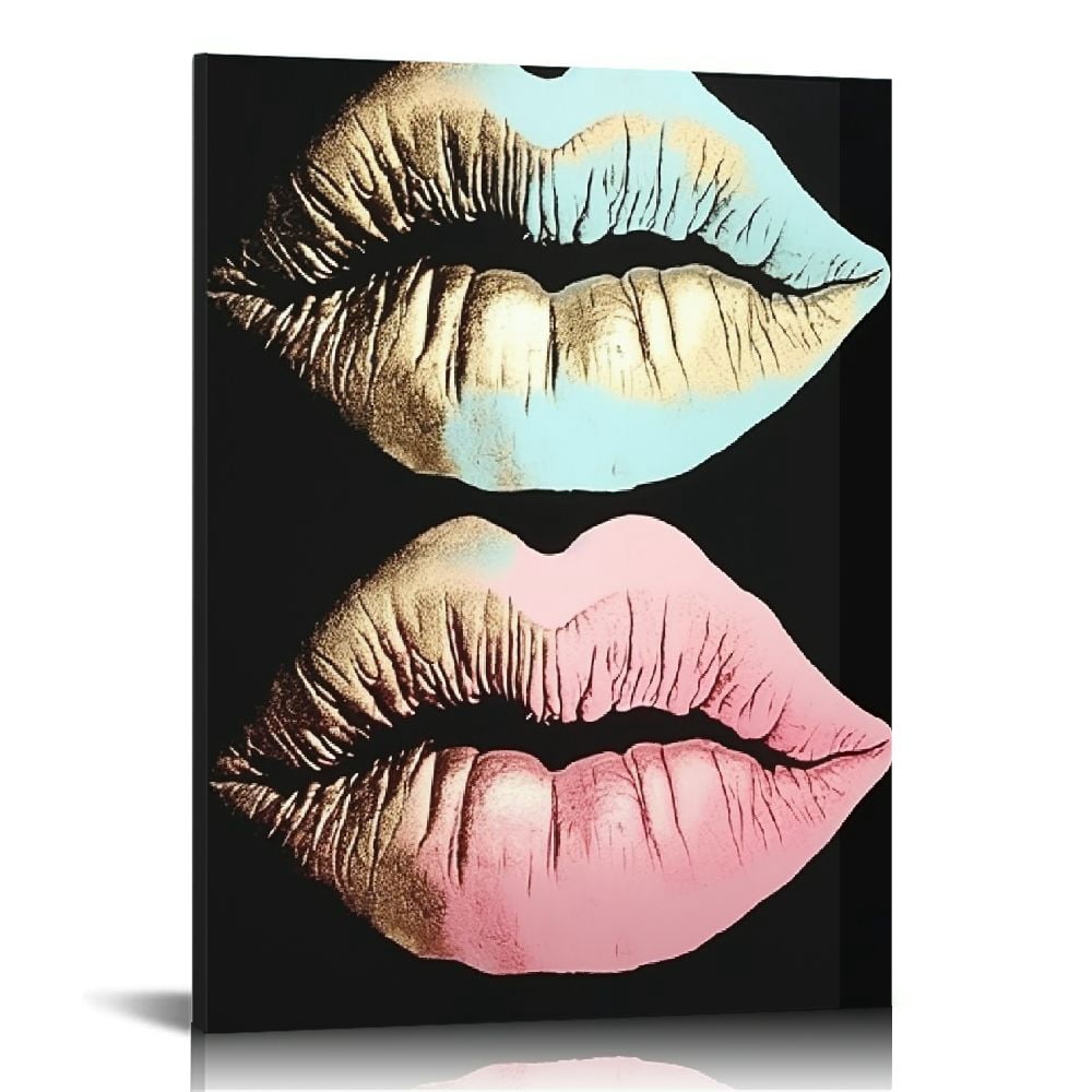 COMIO  Lip Canvas Wall Art Abstract Modern Wall Decorations Mouth Paintings Pictures Makeup Lipstick Prints for Bedroom Living Room Bedroom Dorm College Ready to Hang