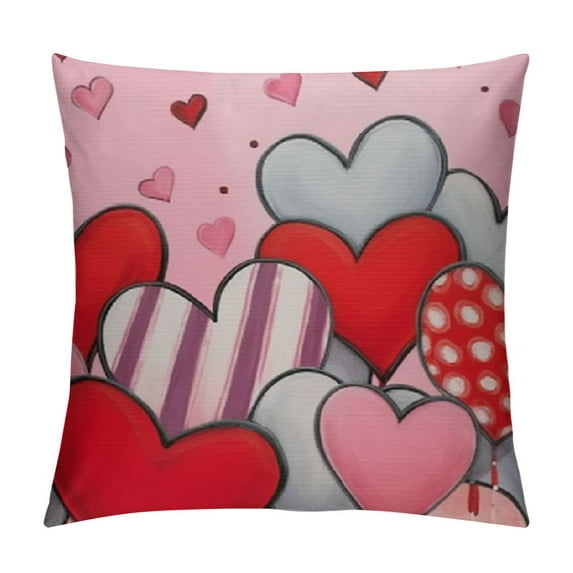 COMIO Love Heart Throw Pillow Covers Pink Valentine’s Day Pillow Cases Housewarming Family Love Quotes Home Decorative Lumbar Pillow Covers