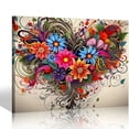 thumbnail image 1 of COMIO Love Heart Wall Art Canvas Prints Colorful Flowers Painting Bedroom Wall Decor Abstract Floral Pictures for Living Room Bathroom Kitchen Office Home Decoration 20x16 Artwork Easy, 1 of 4
