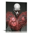 thumbnail image 1 of COMIO Love Red Heart Sculpture Effect Romantic Couple Living Room Canvas Wall Art, Black And White Modern Abstract Embrace Lovers Painting Picture Poster Print Bedroom Living Room Bathroom, 1 of 4
