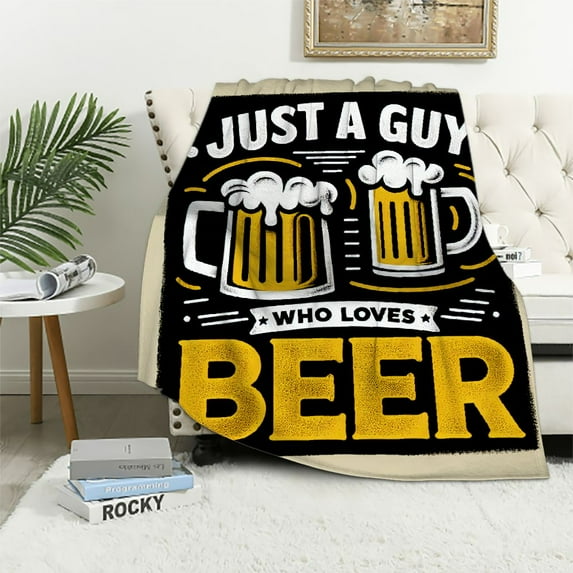 COMIO Loves Beer Throw Blanket Soft Cozy Flannel Blankets Lightweight Quilt for Bed Couch Sofa Room Decoration Gift for Women Men Adults