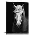 thumbnail image 1 of COMIO LyeArtork Black and White Horses Painting Picture Print on Canvas Vintage Animals Canvas Wall Art Wooden Stretched Framed Posters Prints for Home Men Office Bedroom Decoration, 1 of 4