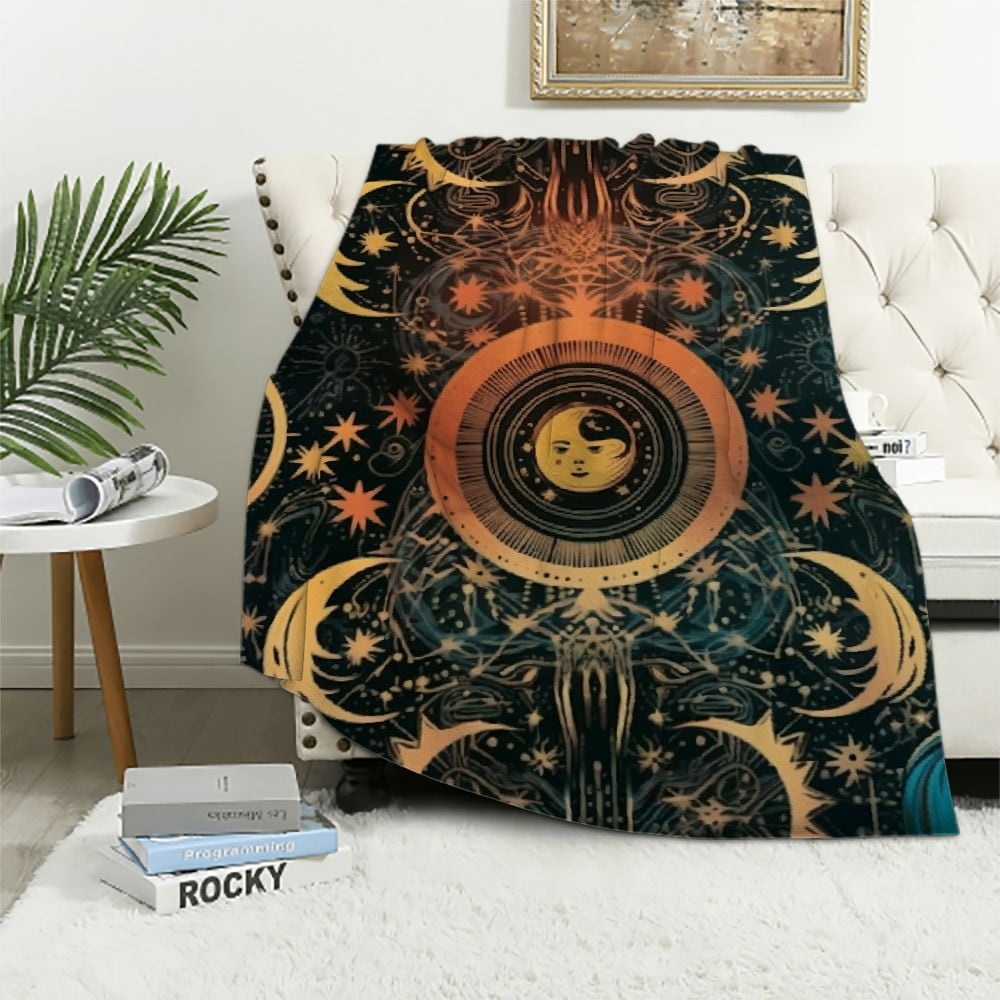 COMIO Magical Astrology Moon Star Blanket, Soft Blankets Flannel Bed