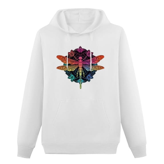 COMIO Magical Mandala Dragonfly. Psychedelic Colorful Dragonfly Pullover Hoodie