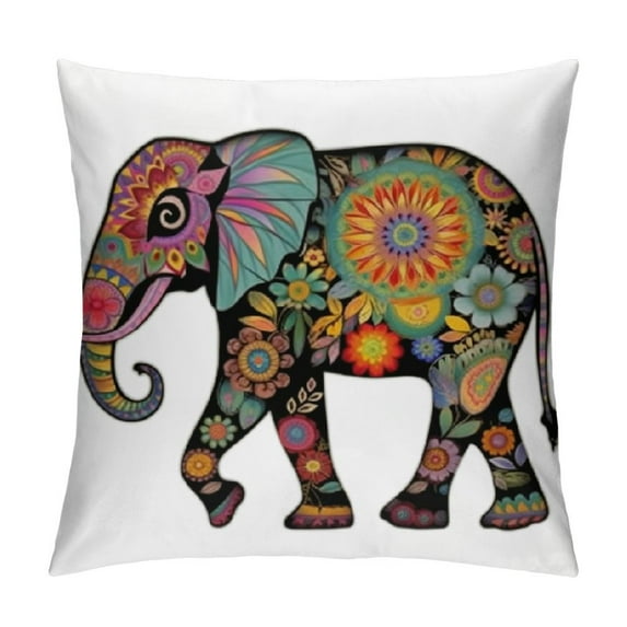 COMIO Mandala Floral Elephant Decorative Throw Pillow Covers Cushion Cover for Home Couch Sofa Bench Decor