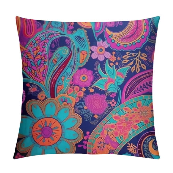 COMIO Mandala Throw Pillow Cover , Bohemian Paisley Printed Decor Cushion Cover for Sofa Couch Bed