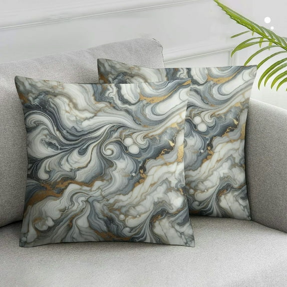YANMS Marble Ink Throw Pillow Covers Granite Square Pillow Cases for Decorative Cushion Bed Couch Sofa Blue Grey Black Brown White Red,2 pcs White