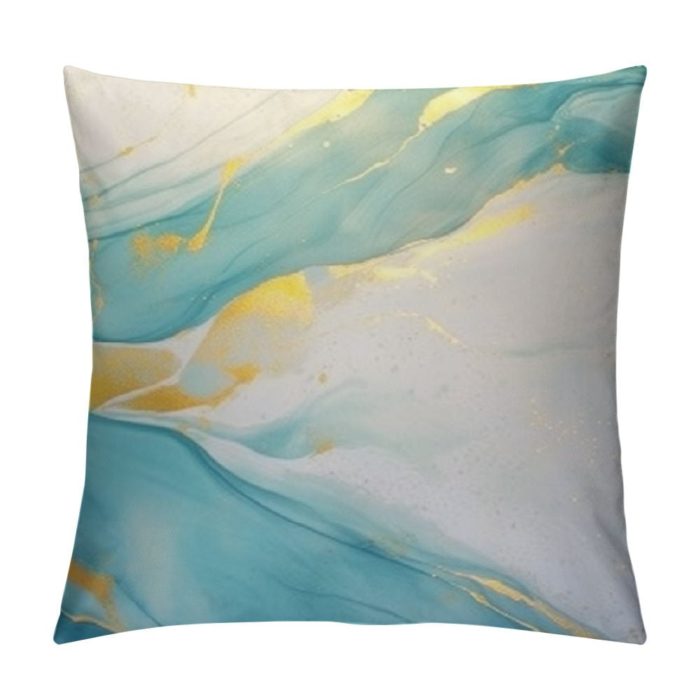 QZHH Marble Texture Turquoise and Gold Silver Decorative Throw