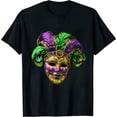thumbnail image 1 of COMIO Mardi Gras Shirts For Women Men Beads Mask Feathers Hat T-Shirt, 1 of 3