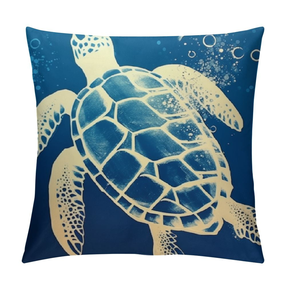 COMIO Marine Sea Turtle White Starfish Throw Pillow Covers Nautical ...