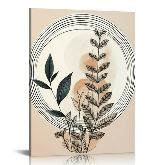 COMIO ® Matisse Canvas Boho Wall Art, Minimalist Wall Decor Living Room, Leaf Wall Decoration for Bedroom, Bohemian Moon and Line Painting for Bathroom, Home Decor Print