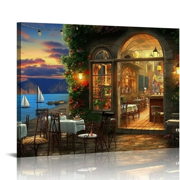 COMIO Mediterranean Evening Canvas Wall Art Print, Italy Artwork