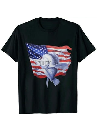 Palmyth Fishing Shirt for Men Long Sleeve Sun Protection UV UPF 50+ T-shirts with Pocket (largemouth Bass/flag X-Large)