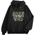 thumbnail image 1 of COMIO Men's Howling at the Moon Wolf Silhouette Pullover Hoodie Black, 1 of 3