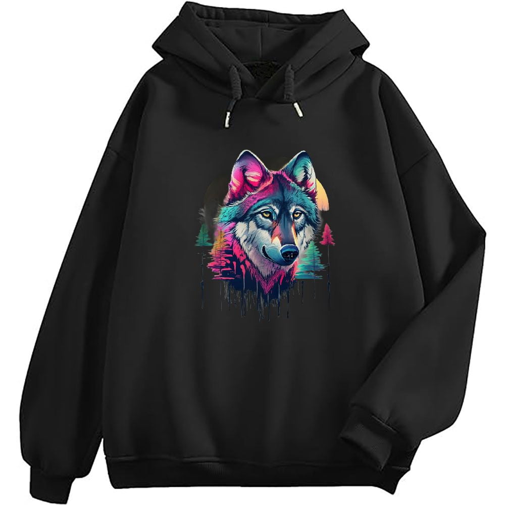 COMIO Men's Pullover Hoodie - Wolves in Silver Moonlight Wolf Howling ...