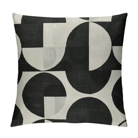 COMIO Mid-Century Modern Pattern - Black and White Concrete Abstract Art Mid Century Modern Throw Pillow Covers Geometric Minimalist Pillow Covers for Couch Outdoor Decor