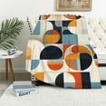 thumbnail image 1 of COMIO Mid Century Modern Throw Blanket | Fuzzy, Soft, Warm, Cozy, Reversible Blanke Retro Orange Blue Abstract Geometry Blanket for Bed Couch Sofa Chair Travel,, 1 of 6