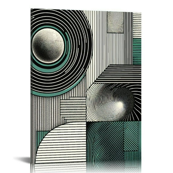 COMIO Mid Century Modern Wall Art Boho Abstract Painting Green Geometric Print Minimalist Boho Pictures Olive Green Poster Geometric Abstract Painting Black Line Boho Wall Art for Bedroom