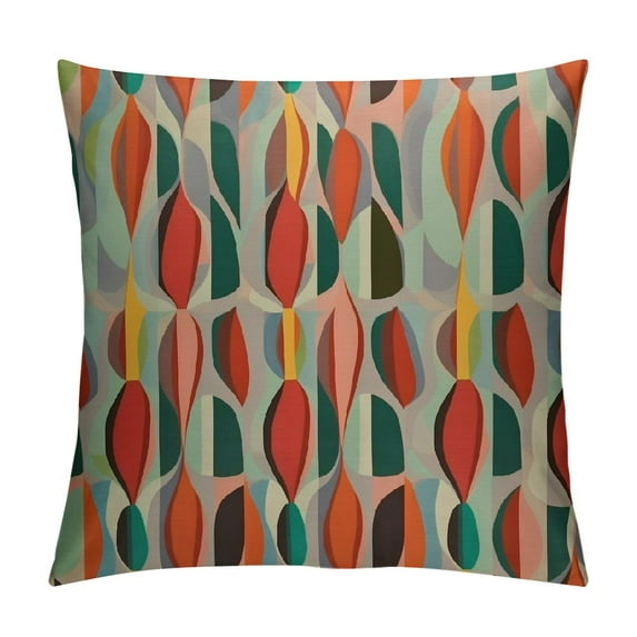 COMIO Mid Century Throw Pillow Cushion Cover, Simple 2 Colored Drop Shapes Abstract Symmetrical Grid Greyscale Background, Decorative Square Accent Pillow Case, Pale Blue
