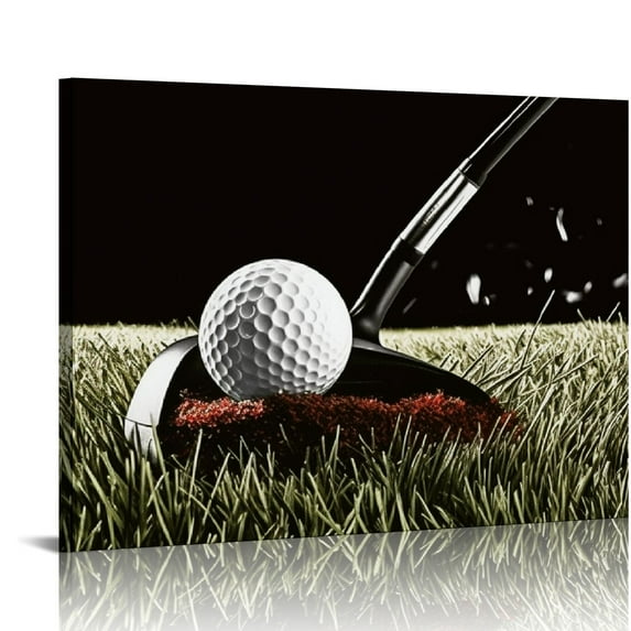 COMIO  Minimalist Golf Black Artwork Canvas Print Black and White Men Cave Home Office Wall Art Picture Golf Ball Sport Canvas Painting for Gym Living Room Wall Decor