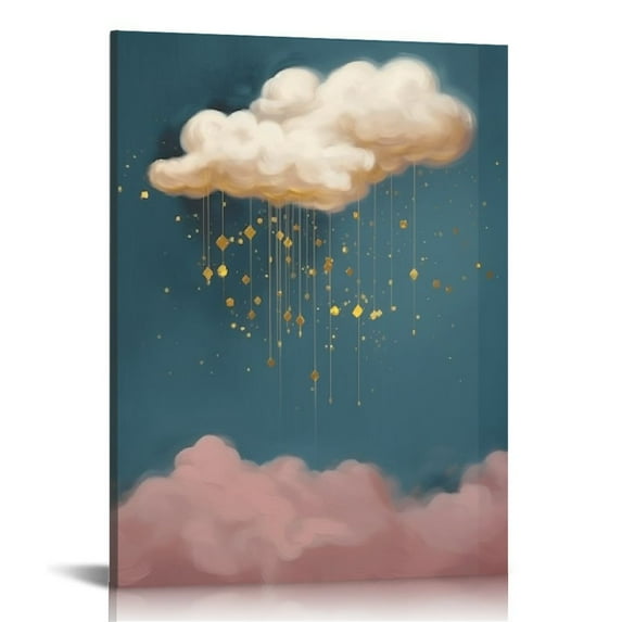 COMIO Minimalist Wall Art Blue Wall Art Modern Wall Decor Pink Cloud Wall Art Abstract Cloud Canvas Wall Art Night Sky Wall Art Contemporary Wall Decor for Living Room Bedroom Office