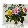 thumbnail image 1 of COMIO Modern Bouquet of rainbow roses -Print on canvas, 1 of 5