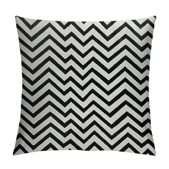 COMIO Modern Throw Pillow Cushion Cover, Geometric Triangle Shapes Zig Zag Triggering Lines Minimalist Pattern Print, Decorative Square Accent Pillow Case, White Black