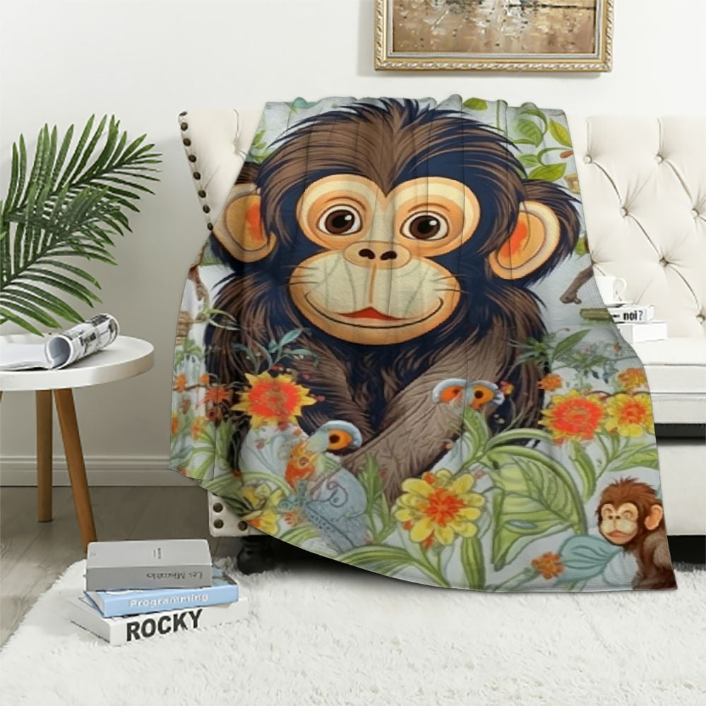 Monkey Wonen COMIO Monkey Blanket for Boys Super Soft Warm Monkey Stuff Decor Throw ...