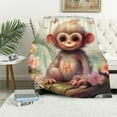 thumbnail image 1 of COMIO Monkey Blanket - Soft, Fuzzy &amp; Warm - Blanket for Couch, Sofa - White Cute Throw Gifts for Girls, Boys, 1 of 6