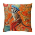 thumbnail image 1 of COMIO  Monkey Pattern Throw Pillow Cover - Orange Pillow Case - Beige Tassel Cushion - Decorative Home Decor Pillow - Animal Print Pillow, 1 of 5