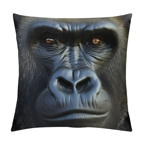 COMIO Monkey Pillow Case Wild Animal Black Gorilla Beast Decorative Throw Pillow Cover Square Cushion Canvas for Women Men