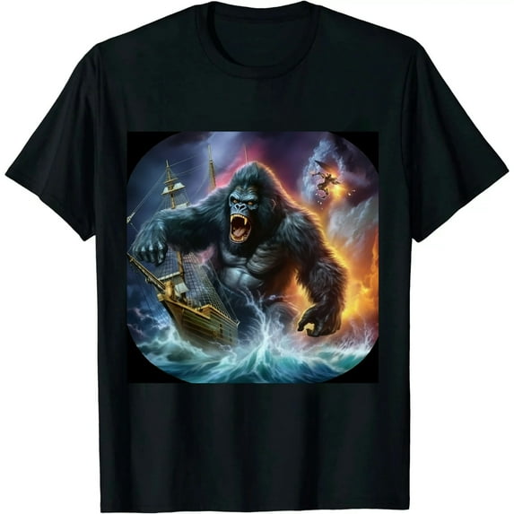 COMIO Monster Gorilla as Kraken Attack a War Ship at High Seas T-Shirt