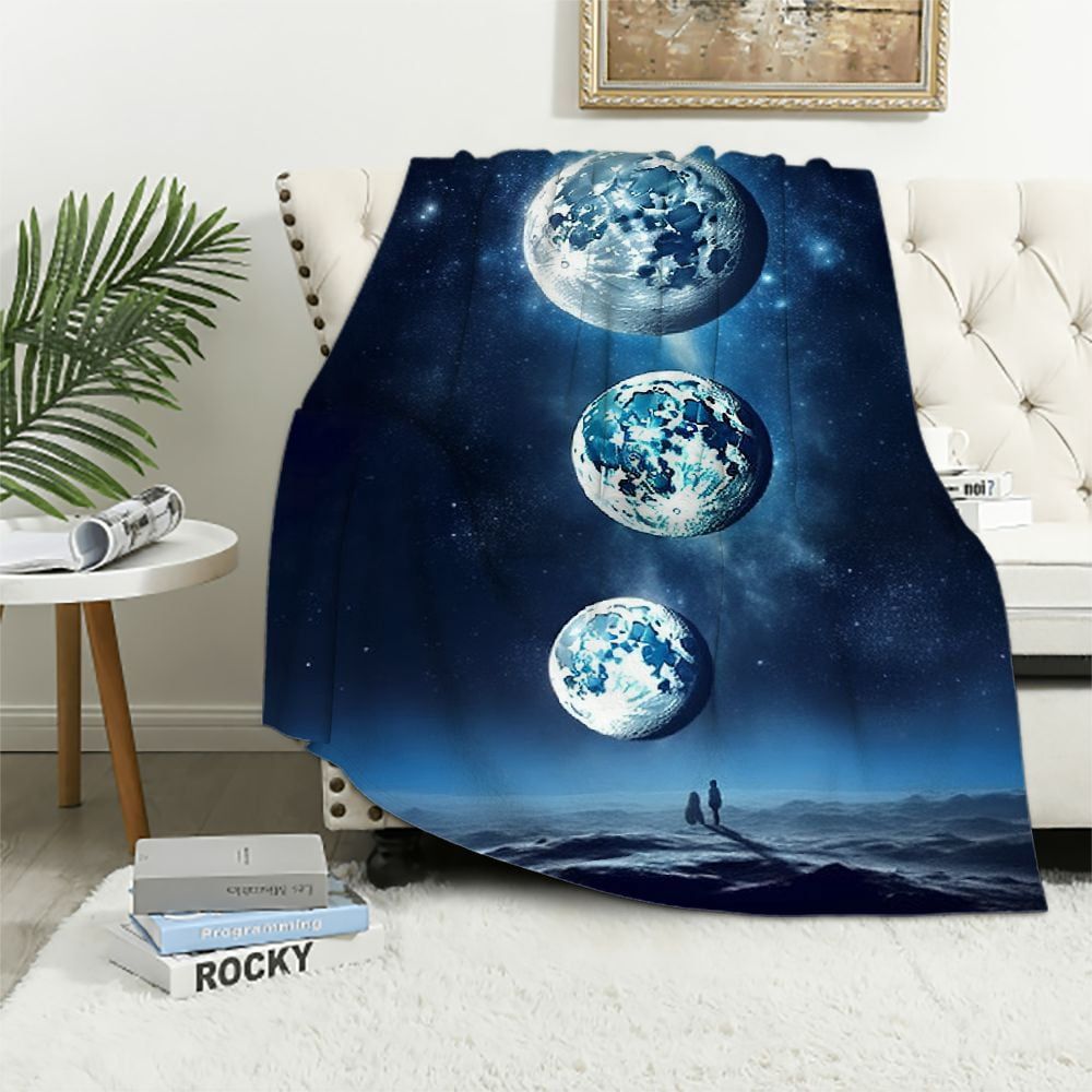 COMIO Moon Blanket Throw Kids Lunar Eclipse Blanket for Boys Girls Moon