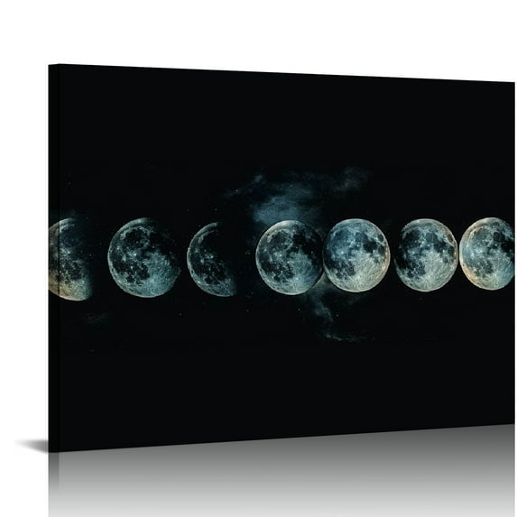 COMIO Moon Phases Canvas Art - Astronomy Physics Lunar Earth Cosmos Universe Home Decor Print Poster Painting Large