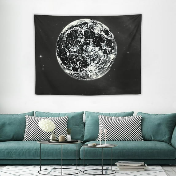 COMIO Moon Starry Night Tapestry for Bedroom Aesthetic Black and White Tapestry Wall Hanging Space Galaxy Stars Wall Covering Decor Tapestries for Living Room Dorm