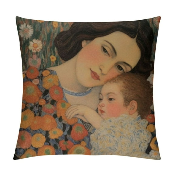 COMIO Mother and Child Cushion Cover | Pure Decorative Cushion Case | Cushion Cover for Indoor Use |Cushion Cover for Living Room