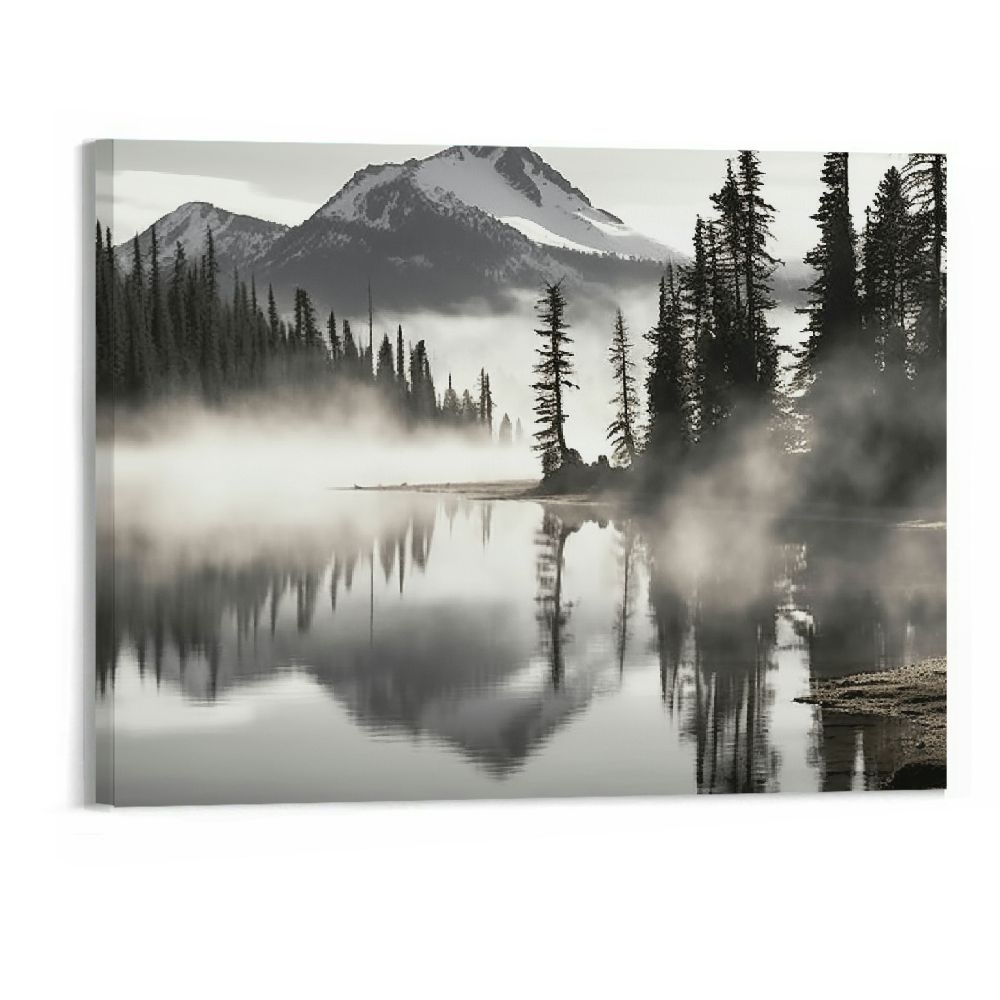 COMIO Mountain Forest Wall Art Canvas - Nature Landscape Shadow Lake ...