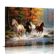 COMIO Mountain Stream Landscape 20"x16" Framed Canvas Art Prints