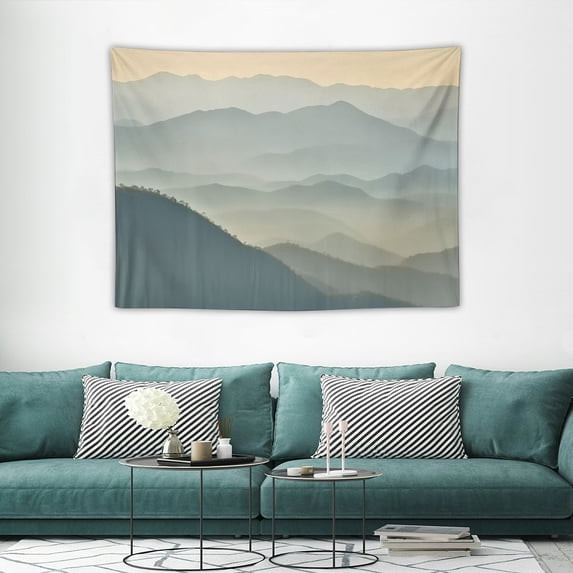 COMIO Mountain Tapestry Wall Hanging 40x30inches Misty Mountain Tapestry Wall Hanging Foggy Forest Tree Tapestry for Bedroom Mountain Nursery Tapestry