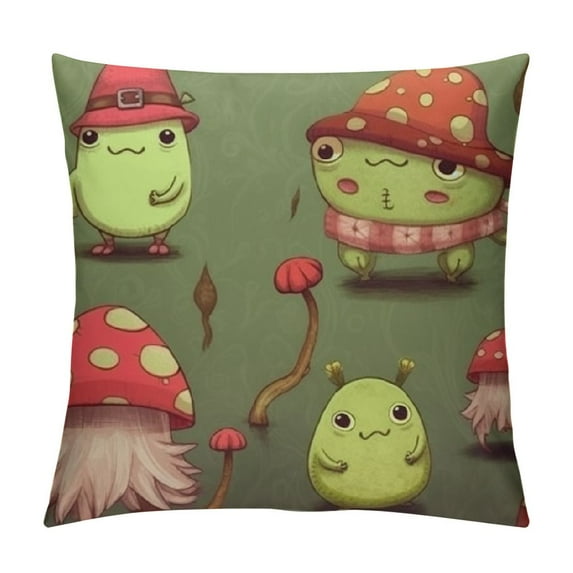 COMIO Mushrooms Frogs Pillowcase for Hair and Skin Soft and Comfortable Body Pillow Cases with Invisible Zipper Luxury Breathable Pillow Cover for Sleeping Home