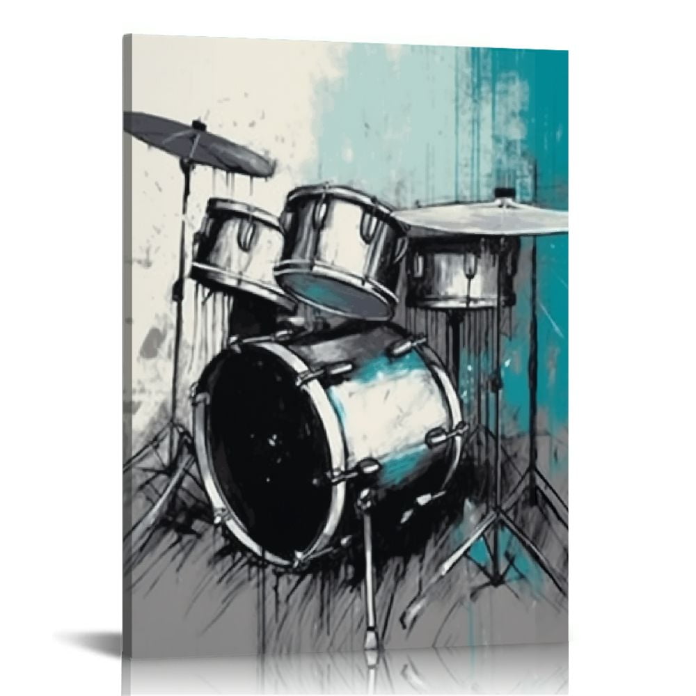 COMIO Music Canvas Wall Art Abstract Guitar Drum Set Piano