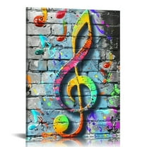 COMIO Music Wall Art Decor Musical Notes Painting Prints Graffiti Canvas Artwork Rustic Classroom Music Room Decoration