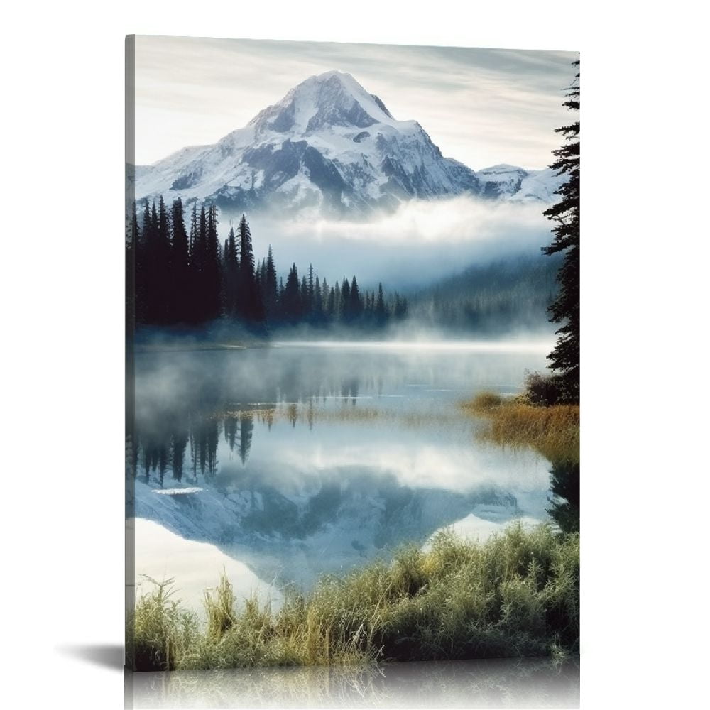 COMIO Nature Landscape Canvas Wall Art: Modern Lake Scene Picture Print ...