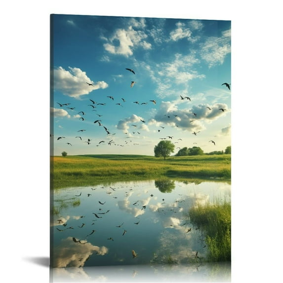 COMIO Nature Landscape Prints Wall Art Vintage Landscape Art Prints Moody Landscape Paintings for Office Home Decor Sea Beach Landscape Posters Prints Canvas Painting for Bathroom Decor No Frame