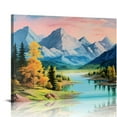 thumbnail image 1 of COMIO  Nature Mountain Canvas Wall Art National Park Painting Lake Blue Ridge Landscape Picture, Panoramic Artwork Framed for Home Office Living Room Bedroom Bathroom Wall Decor, 1 of 4