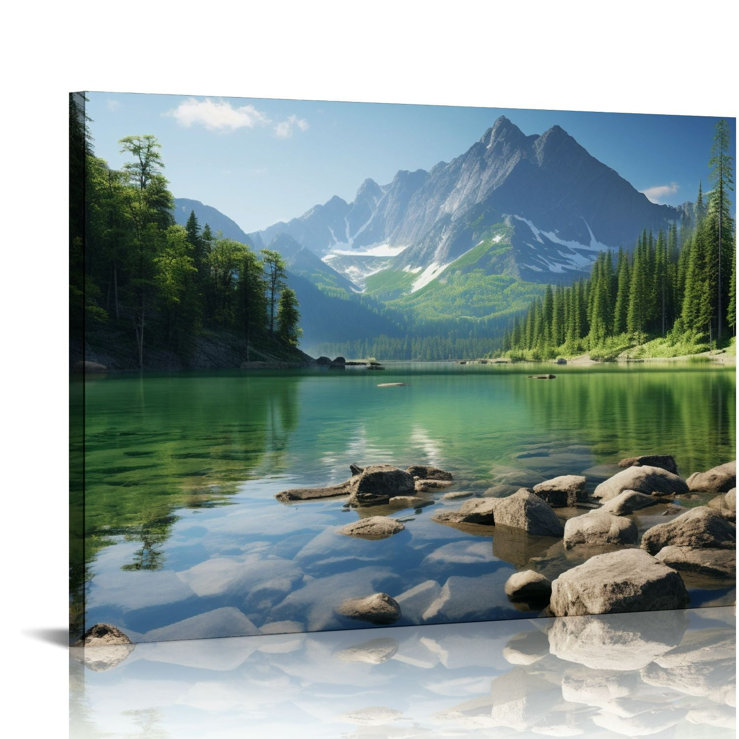 COMIO Nature Mountain Wall Art Green Lake Picture Prints for Wall Decor ...