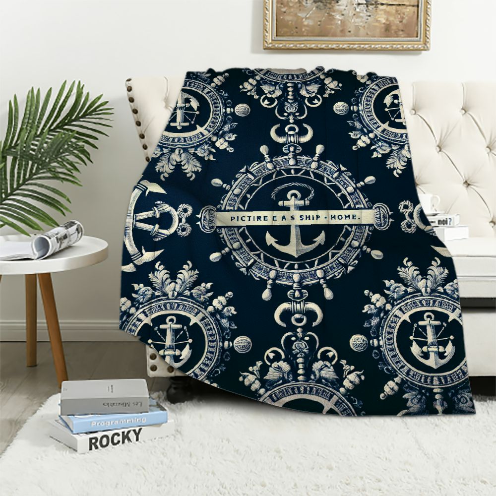 Seafarer Anchors Quilted Blanket NCU0TH1316