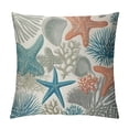 thumbnail image 1 of COMIO  Nautical Coastal Throw Pillow Covers Beach Themed Ocean Seashell Coral Starfish Couch Decorative Pillow Cases Outdoor Sofa Cushion Cover for Bedroom Living Room, Blue, 1 of 5