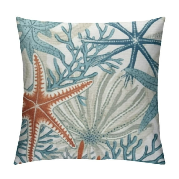 QZHH Nautical Coastal Throw Pillow Covers Seashell Coral Starfish Decorative Pillow Cases for Couch Bed Sofa Beach Themed Decor Pillow Cases