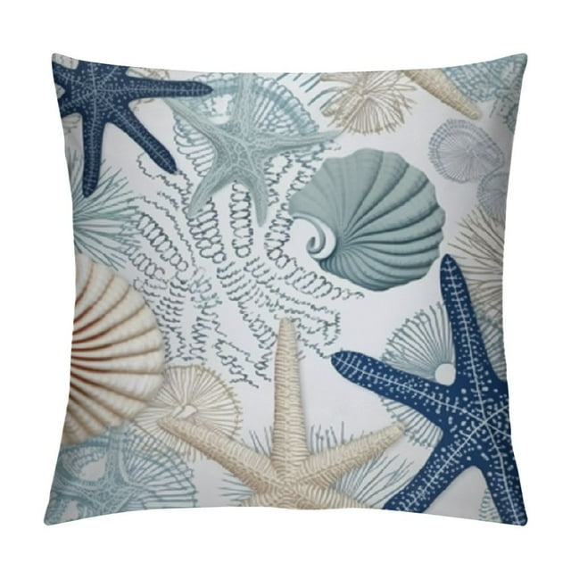 COMIO Nautical Coastal Throw Pillow Covers Summer Blue Ocean Themed